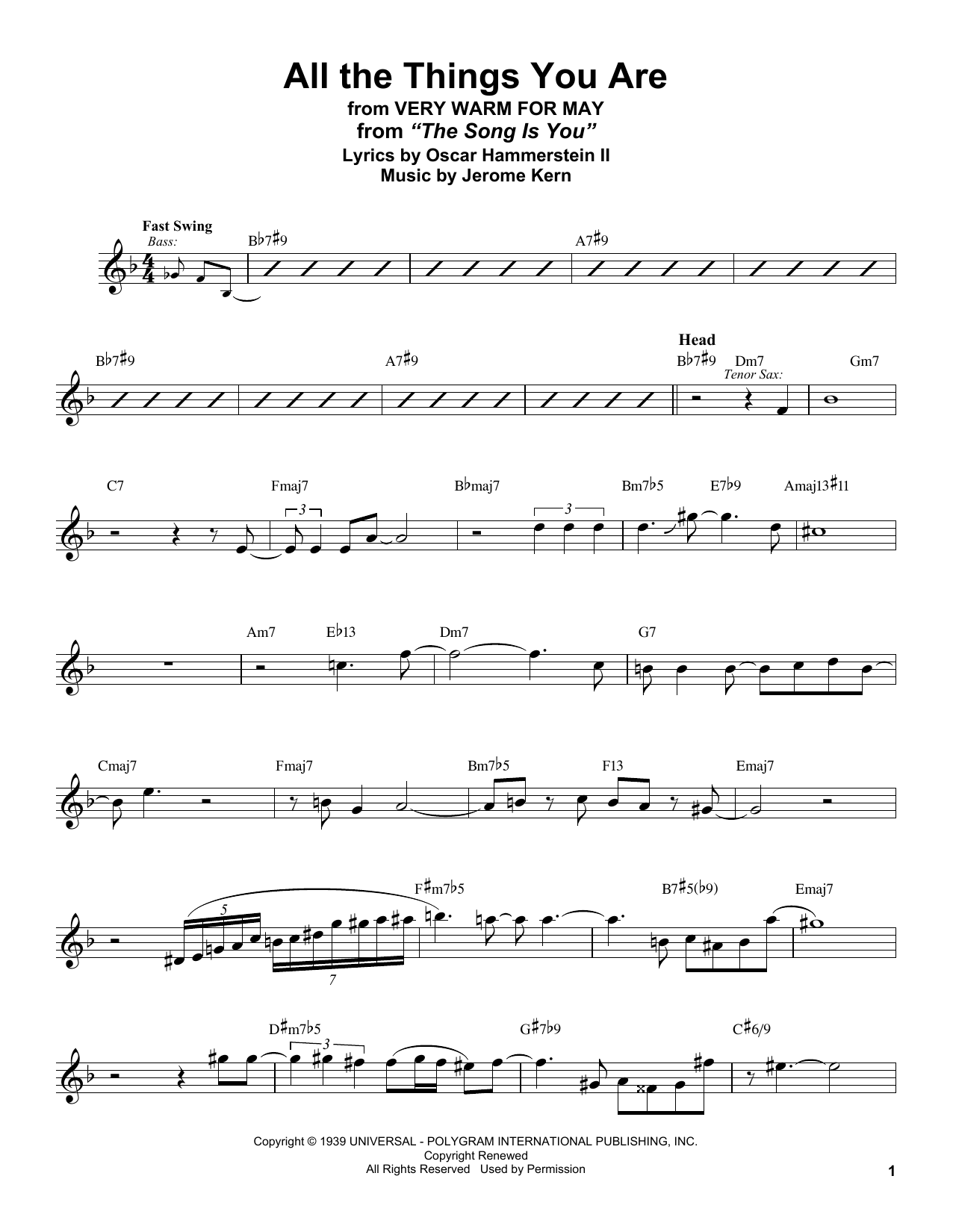 Download Stan Getz All The Things You Are (from Very Warm For May) Sheet Music and learn how to play Alto Sax Transcription PDF digital score in minutes