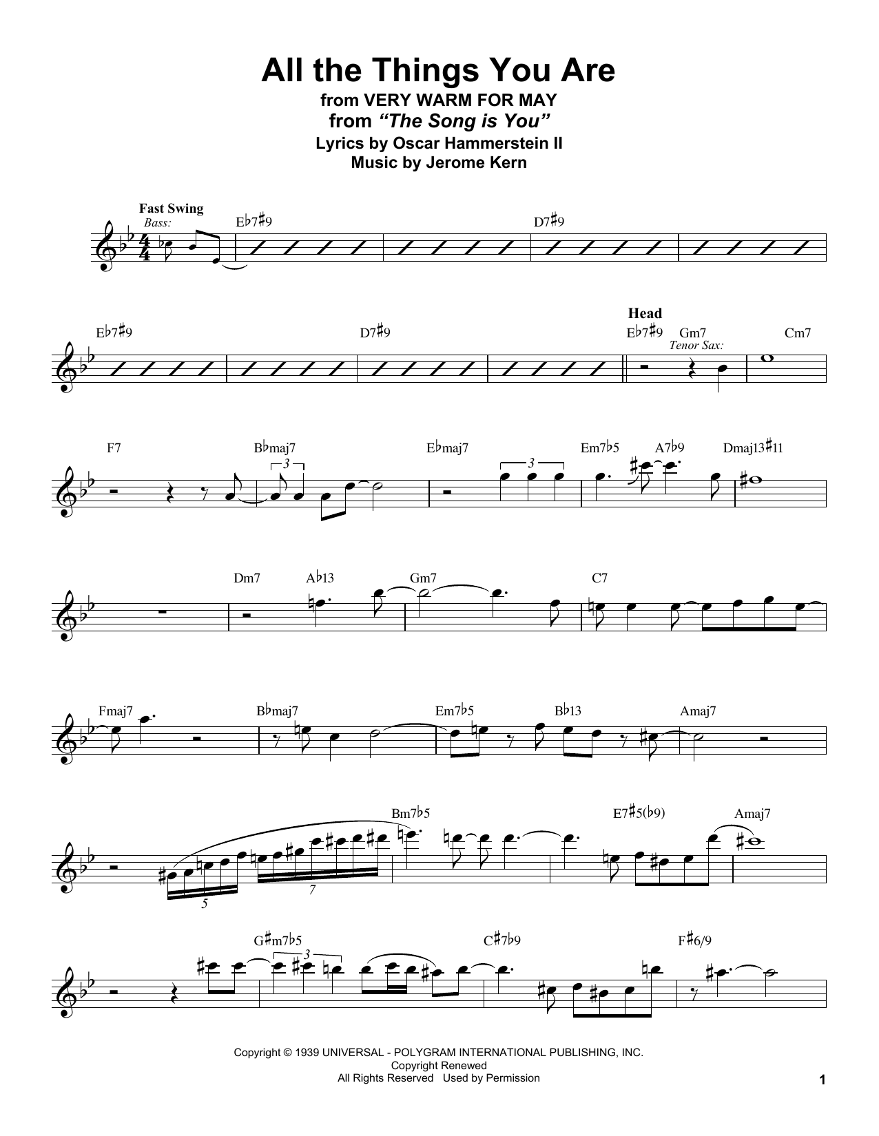 Download Stan Getz All The Things You Are Sheet Music and learn how to play Tenor Sax Transcription PDF digital score in minutes