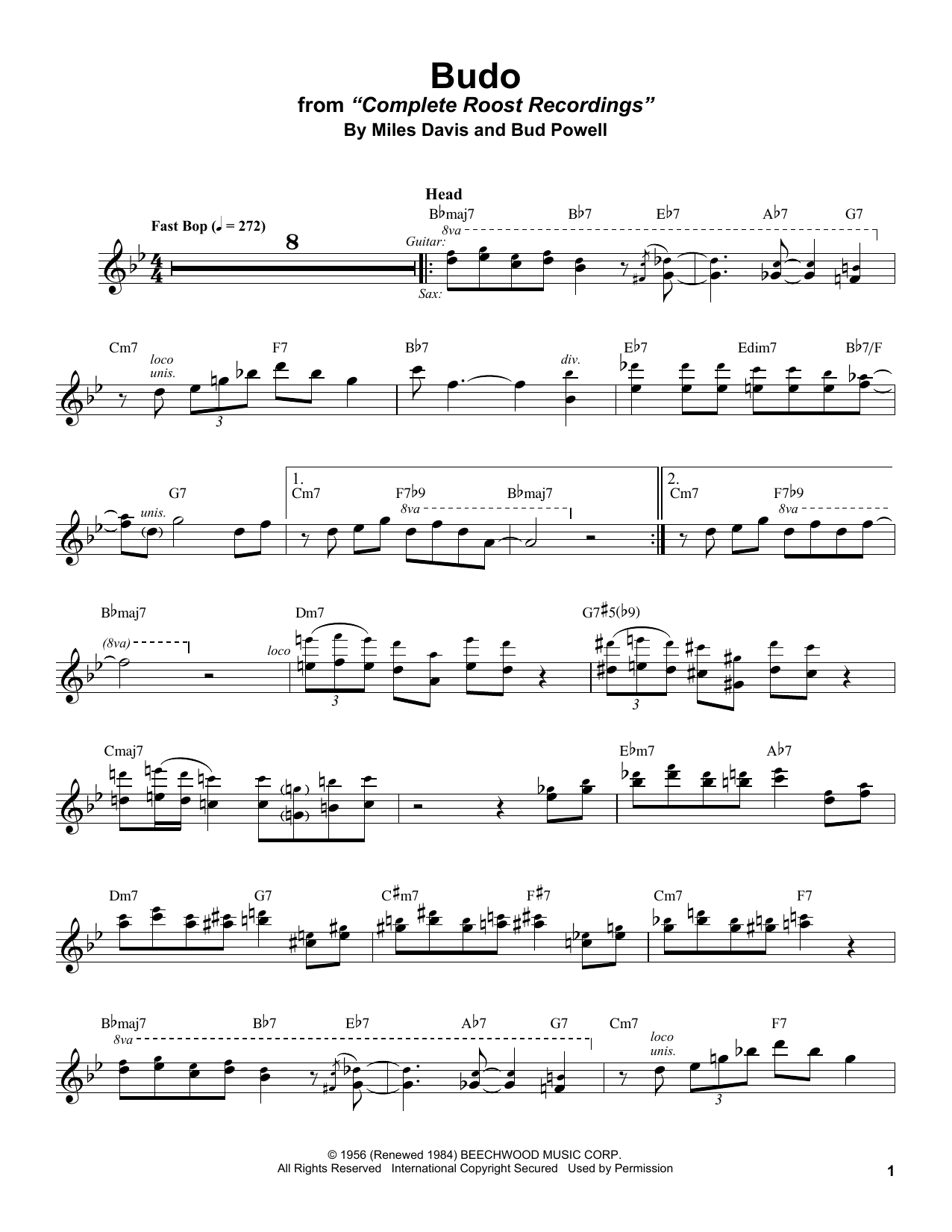 Download Stan Getz Budo Sheet Music and learn how to play Alto Sax Transcription PDF digital score in minutes