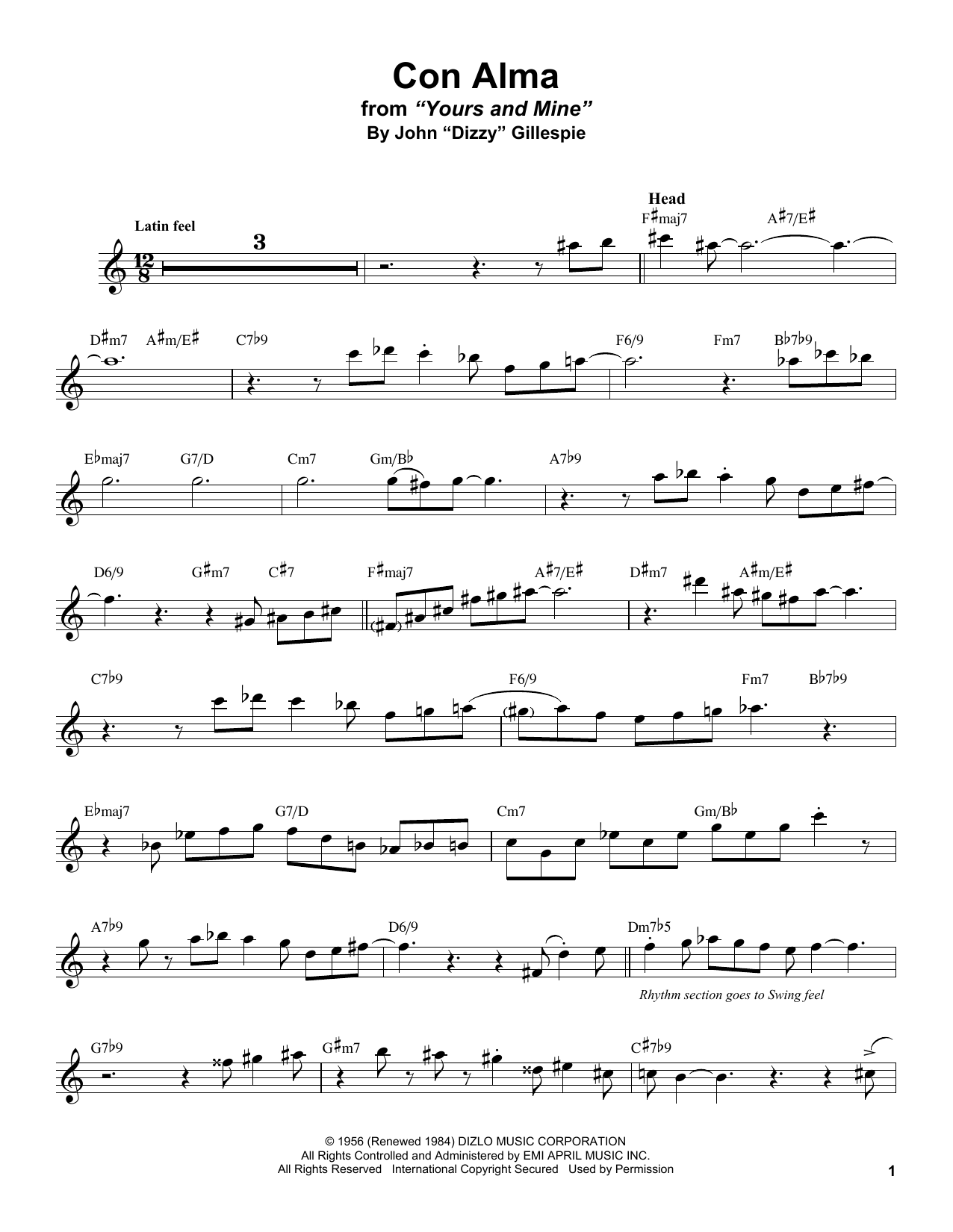 Download Stan Getz Con Alma Sheet Music and learn how to play Tenor Sax Transcription PDF digital score in minutes