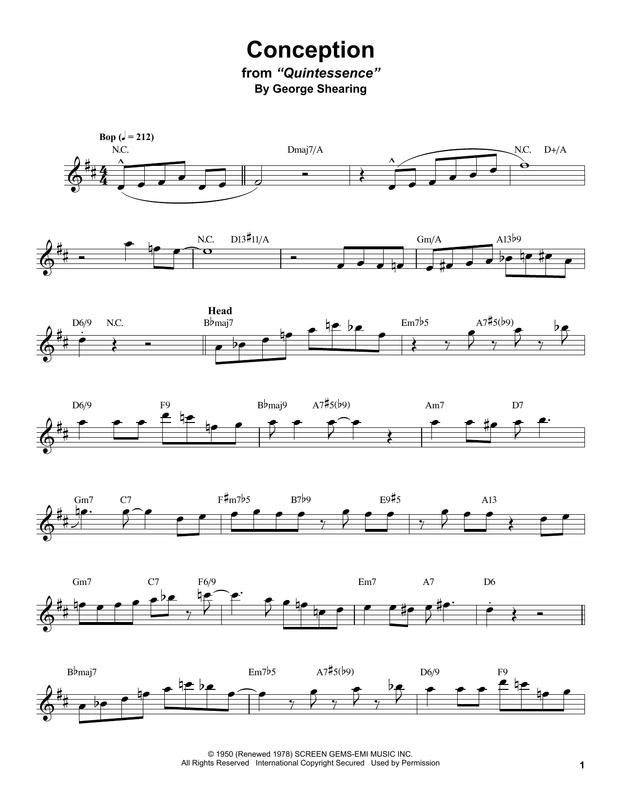 Download Stan Getz Conception Sheet Music and learn how to play Alto Sax Transcription PDF digital score in minutes