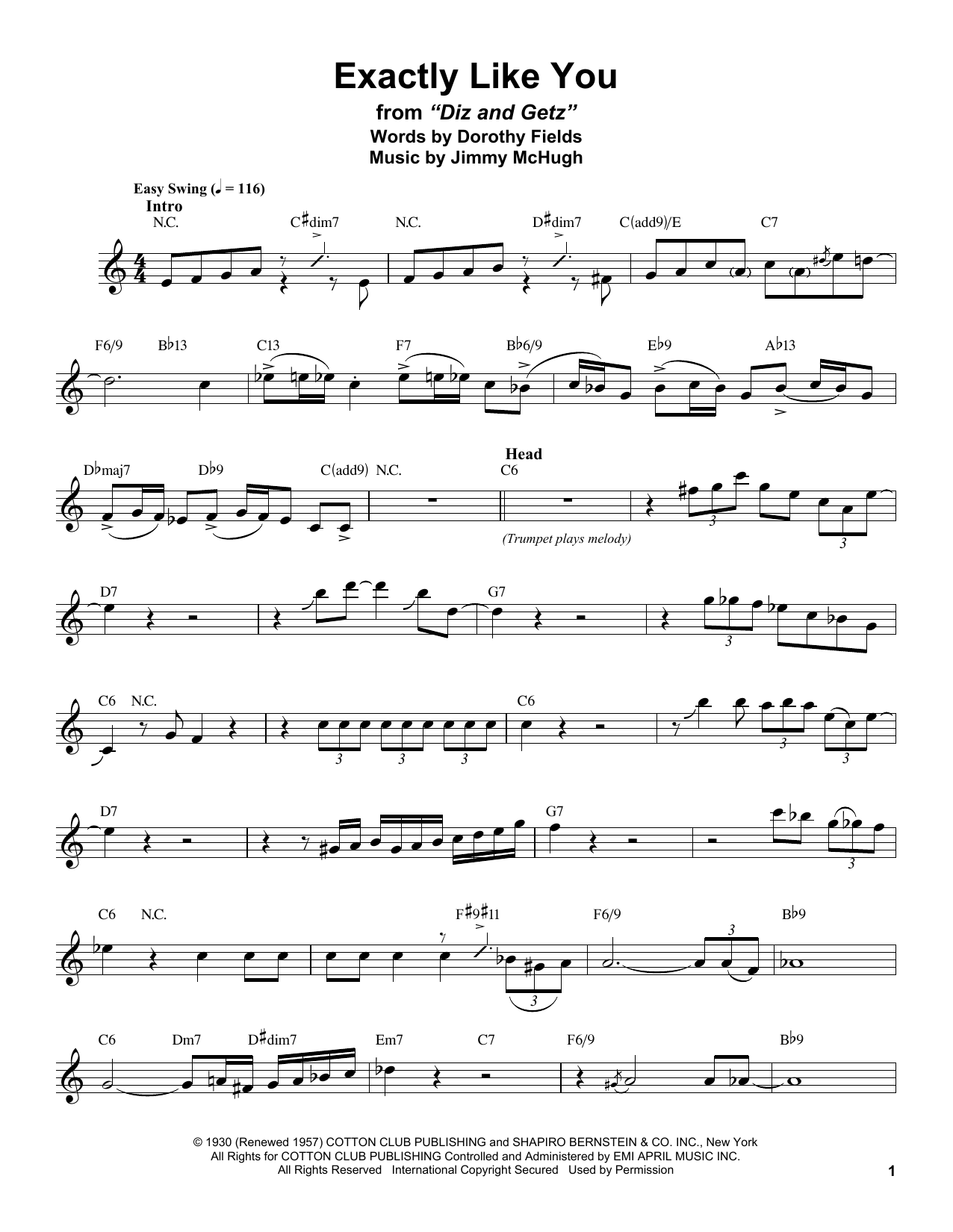 Download Stan Getz Exactly Like You Sheet Music and learn how to play Alto Sax Transcription PDF digital score in minutes