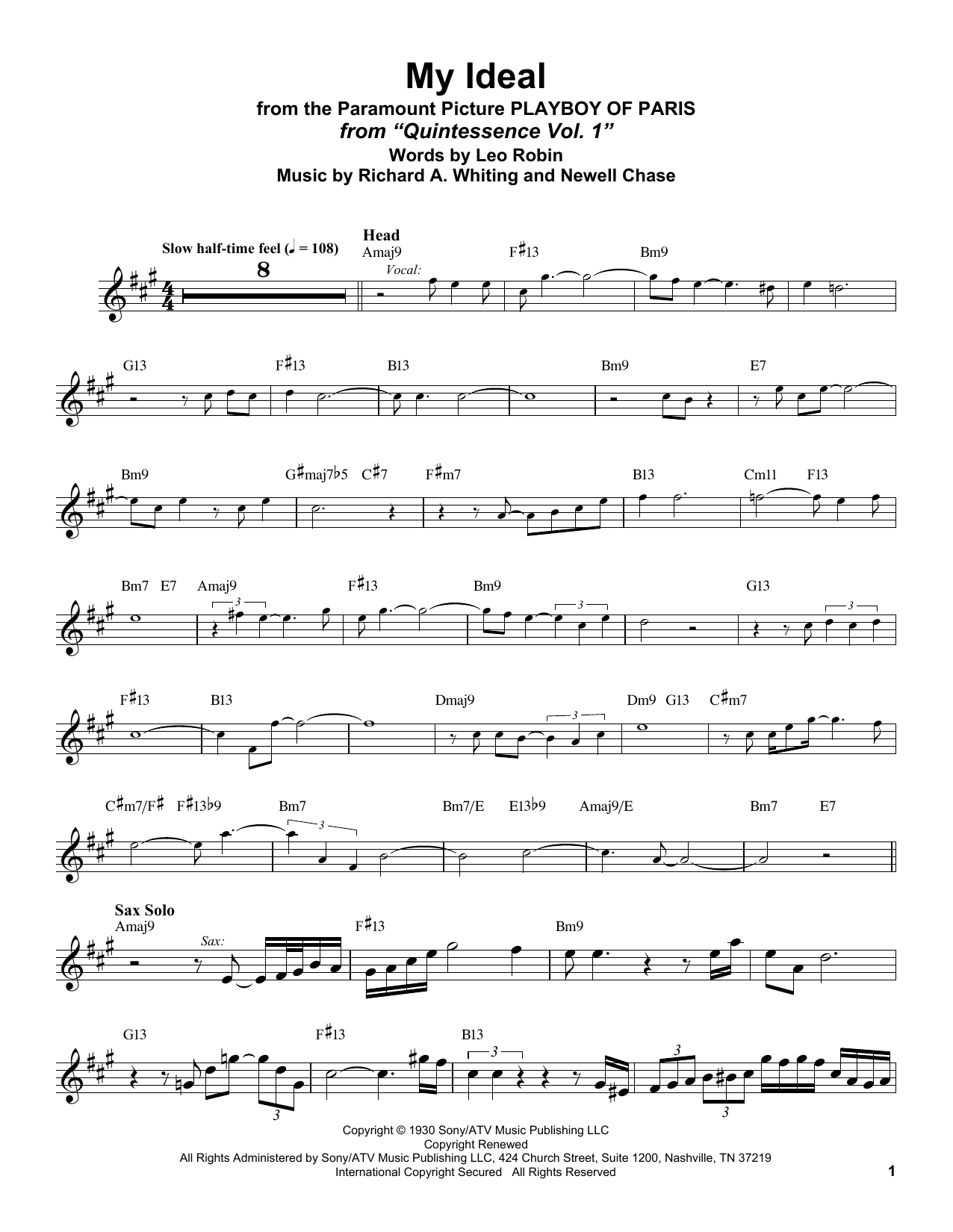 Download Stan Getz My Ideal (from Playboy of Paris) Sheet Music and learn how to play Alto Sax Transcription PDF digital score in minutes