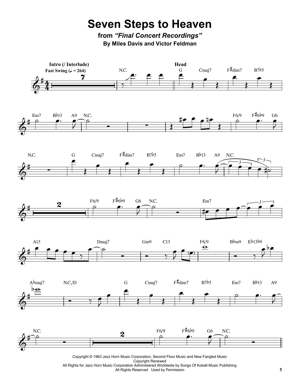 Download Stan Getz Seven Steps To Heaven Sheet Music and learn how to play Alto Sax Transcription PDF digital score in minutes