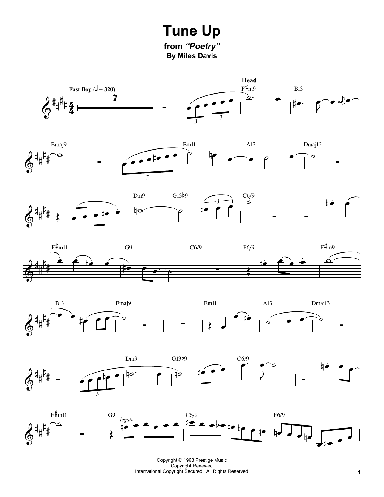Download Stan Getz Tune Up Sheet Music and learn how to play Tenor Sax Transcription PDF digital score in minutes