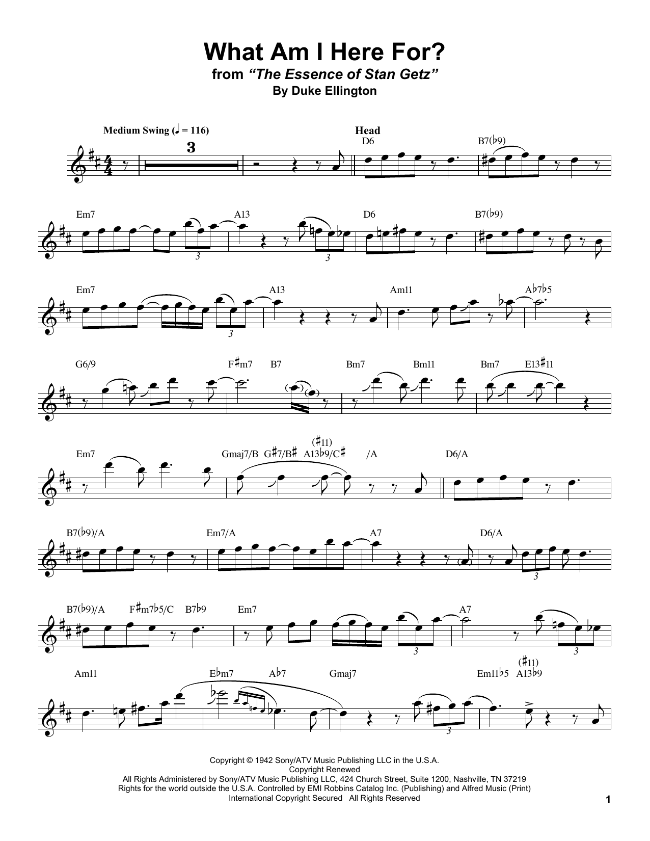 Download Stan Getz What Am I Here For? Sheet Music and learn how to play Alto Sax Transcription PDF digital score in minutes