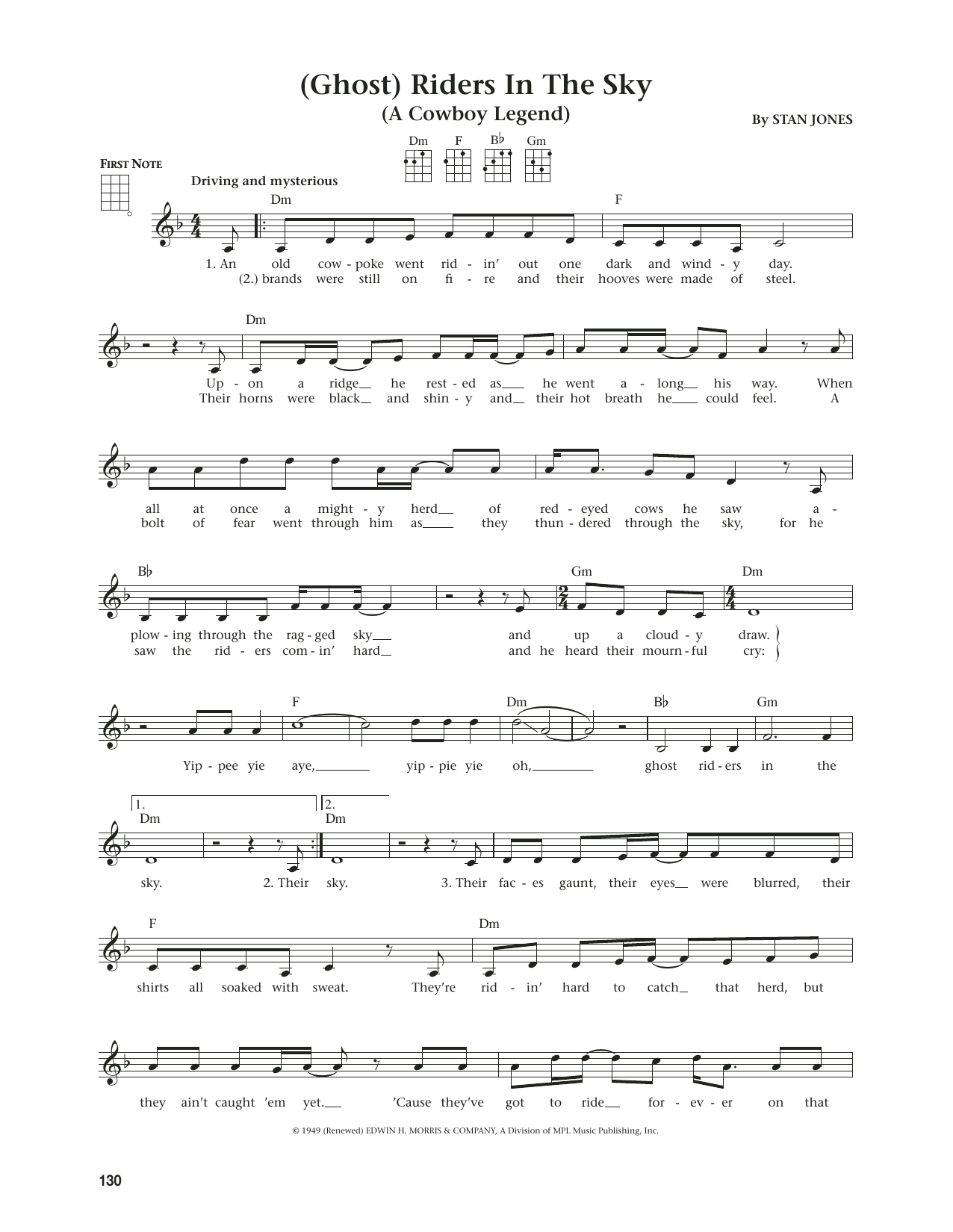 Download Stan Jones (Ghost) Riders In The Sky (A Cowboy Legend) (from The Daily Ukulele) (arr. Jim B Sheet Music and learn how to play Ukulele PDF digital score in minutes