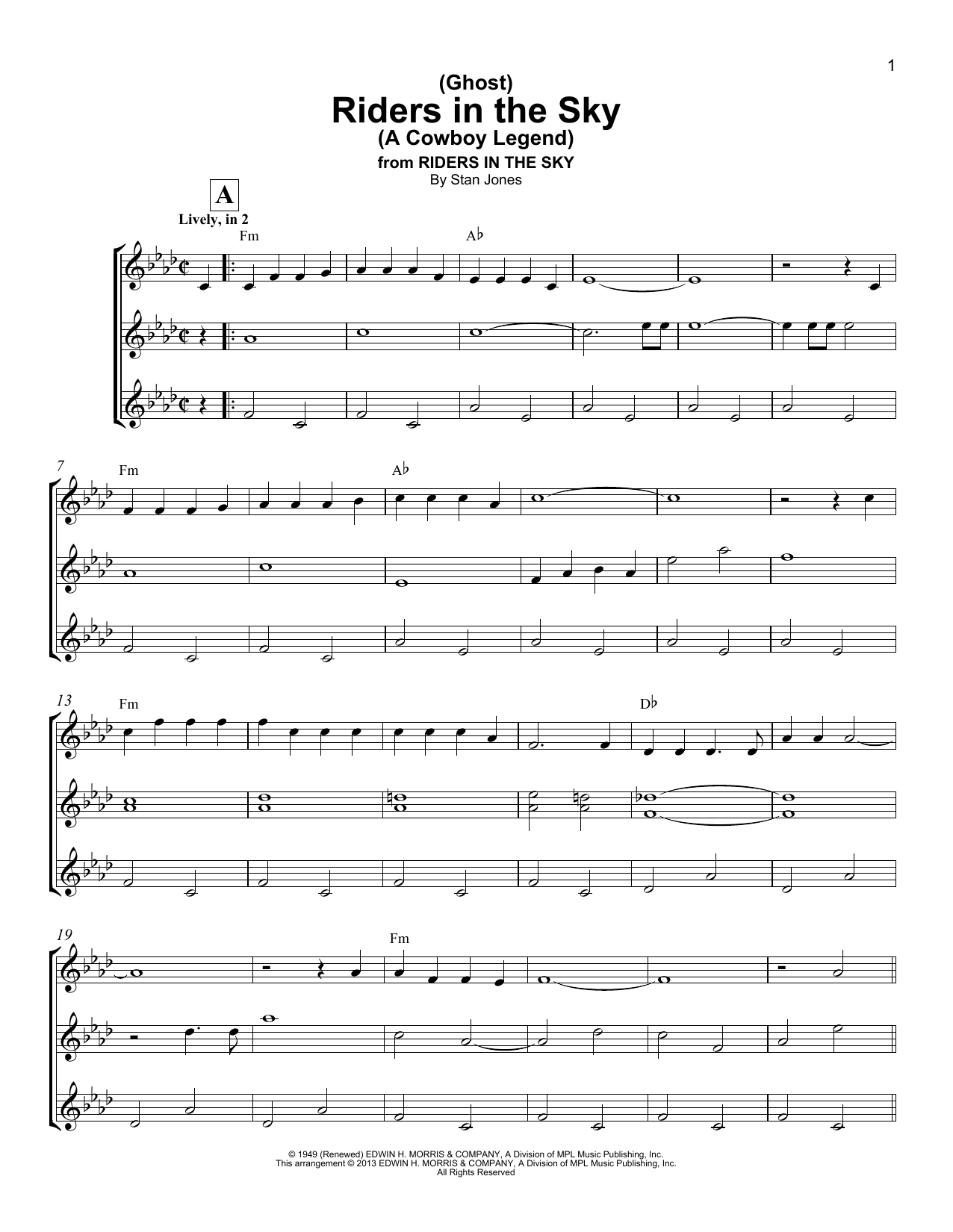 Download Stan Jones (Ghost) Riders In The Sky (A Cowboy Legend) Sheet Music and learn how to play Ukulele Ensemble PDF digital score in minutes