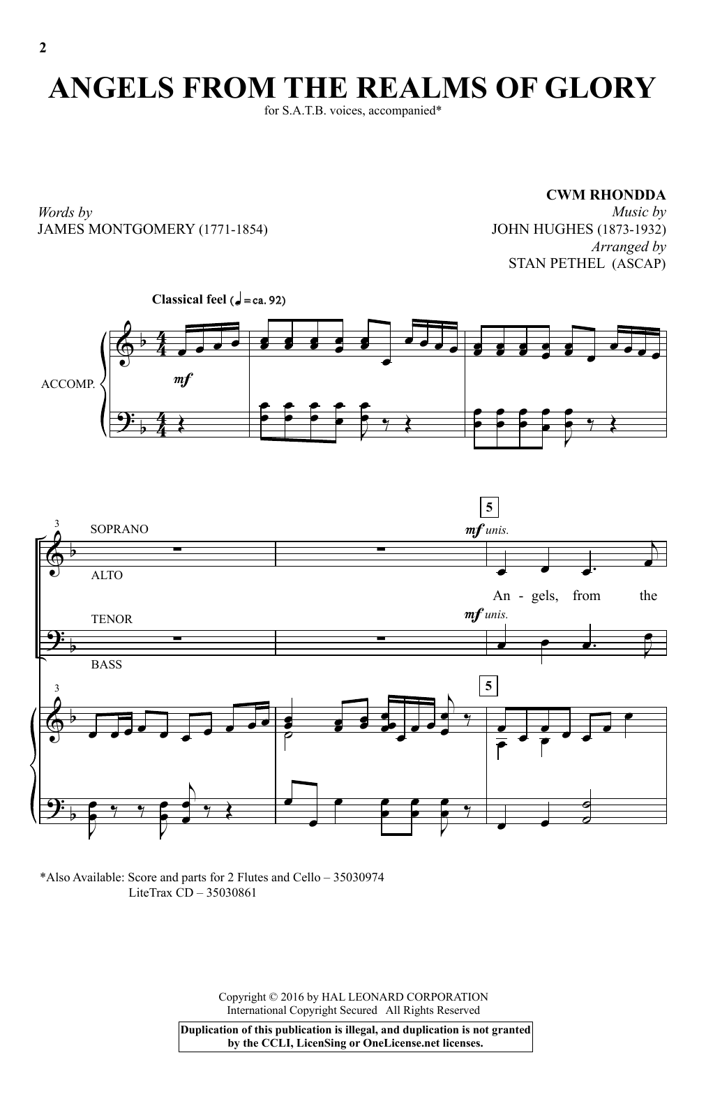 Download Stan Pethel Angels From The Realms Of Glory Sheet Music and learn how to play SATB PDF digital score in minutes
