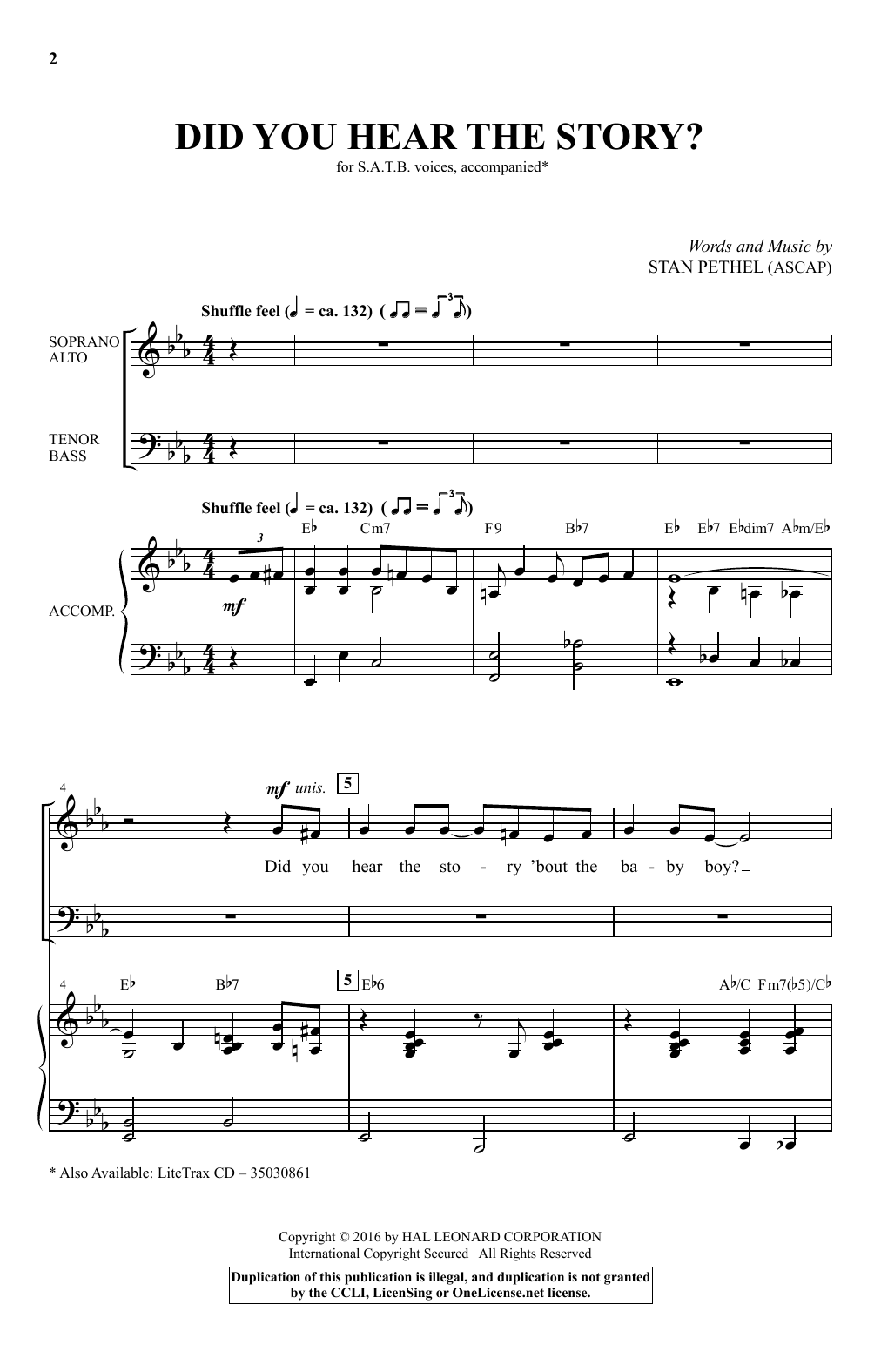 Download Stan Pethel Did You Hear The Story? Sheet Music and learn how to play SATB PDF digital score in minutes