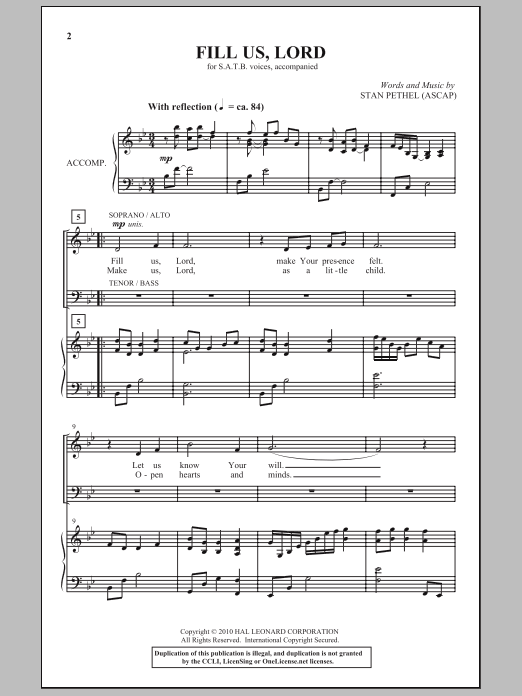 Download Stan Pethel Fill Us, Lord Sheet Music and learn how to play SATB Choir PDF digital score in minutes