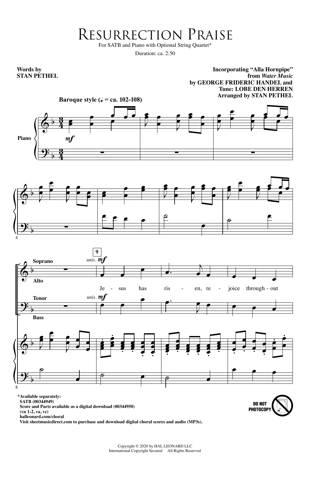 Download Stan Pethel Resurrection Praise Sheet Music and learn how to play SATB Choir PDF digital score in minutes