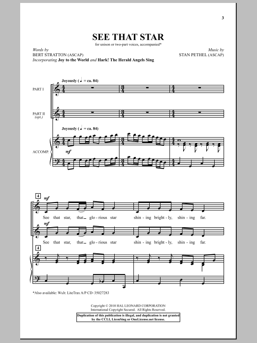 Download Stan Pethel See That Star Sheet Music and learn how to play 2-Part Choir PDF digital score in minutes