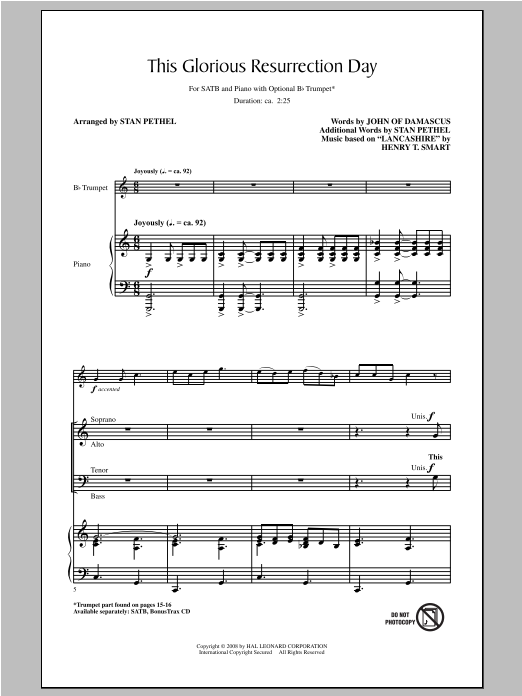Download Stan Pethel This Glorious Resurrection Day Sheet Music and learn how to play SATB PDF digital score in minutes