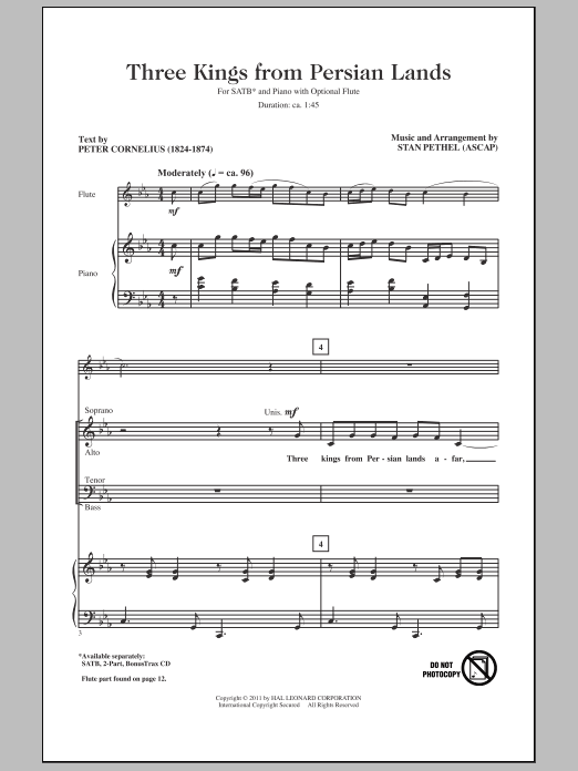 Download Stan Pethel Three Kings From Persian Lands Sheet Music and learn how to play 2-Part Choir PDF digital score in minutes