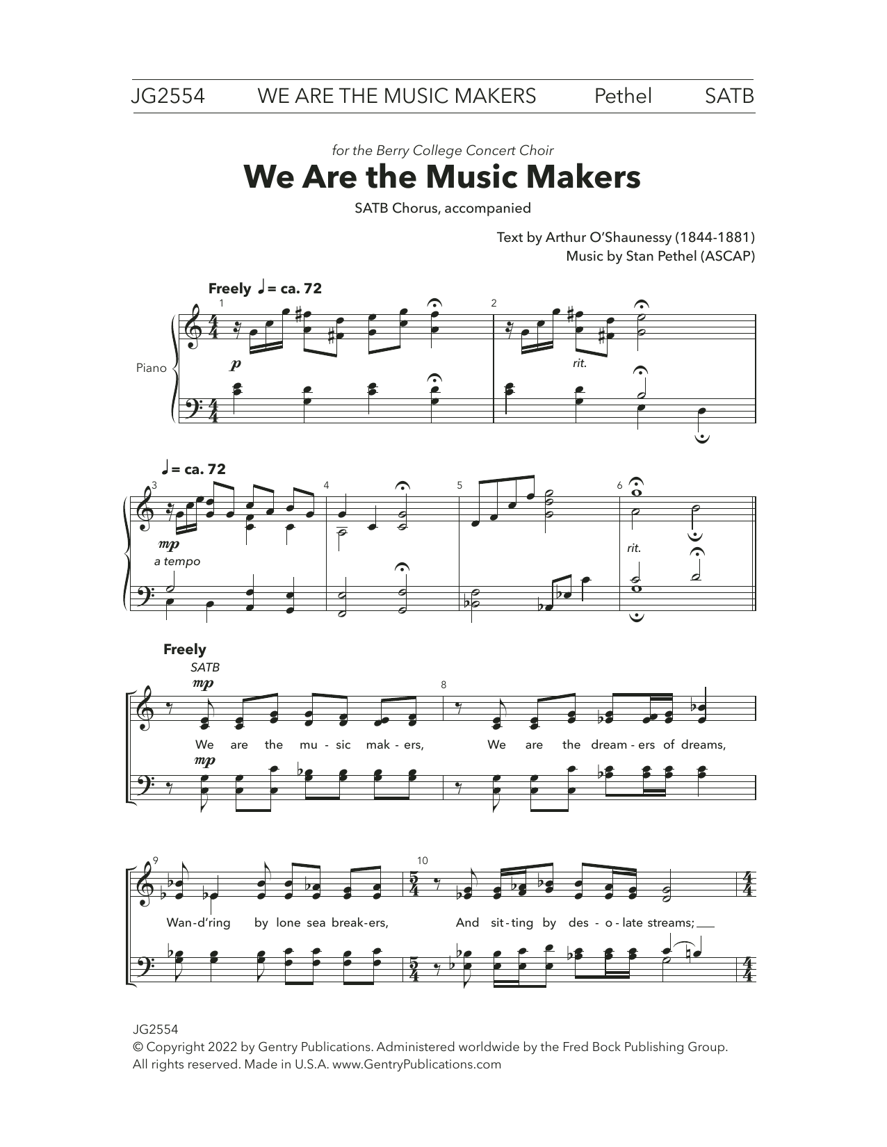 Download Stan Pethel We Are The Music Makers Sheet Music and learn how to play SATB Choir PDF digital score in minutes