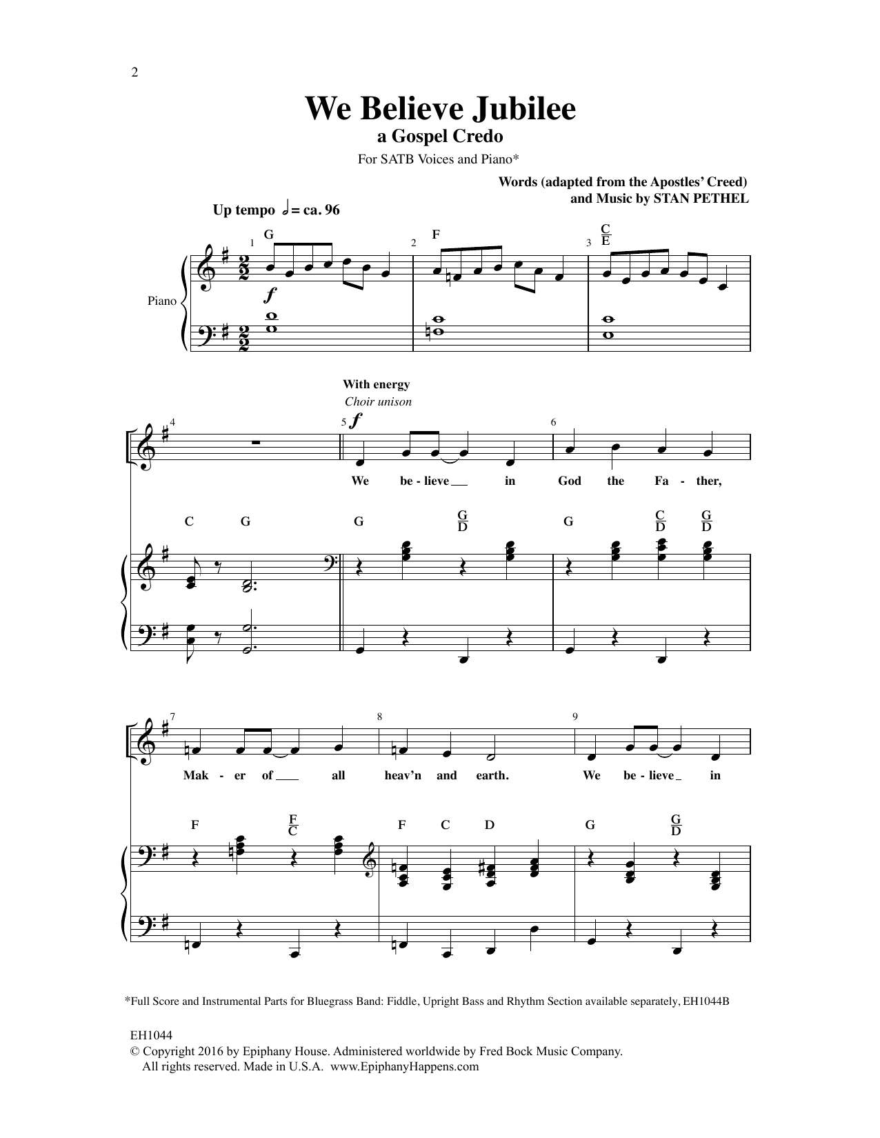Download Stan Pethel We Believe Jubilee Sheet Music and learn how to play SATB Choir PDF digital score in minutes
