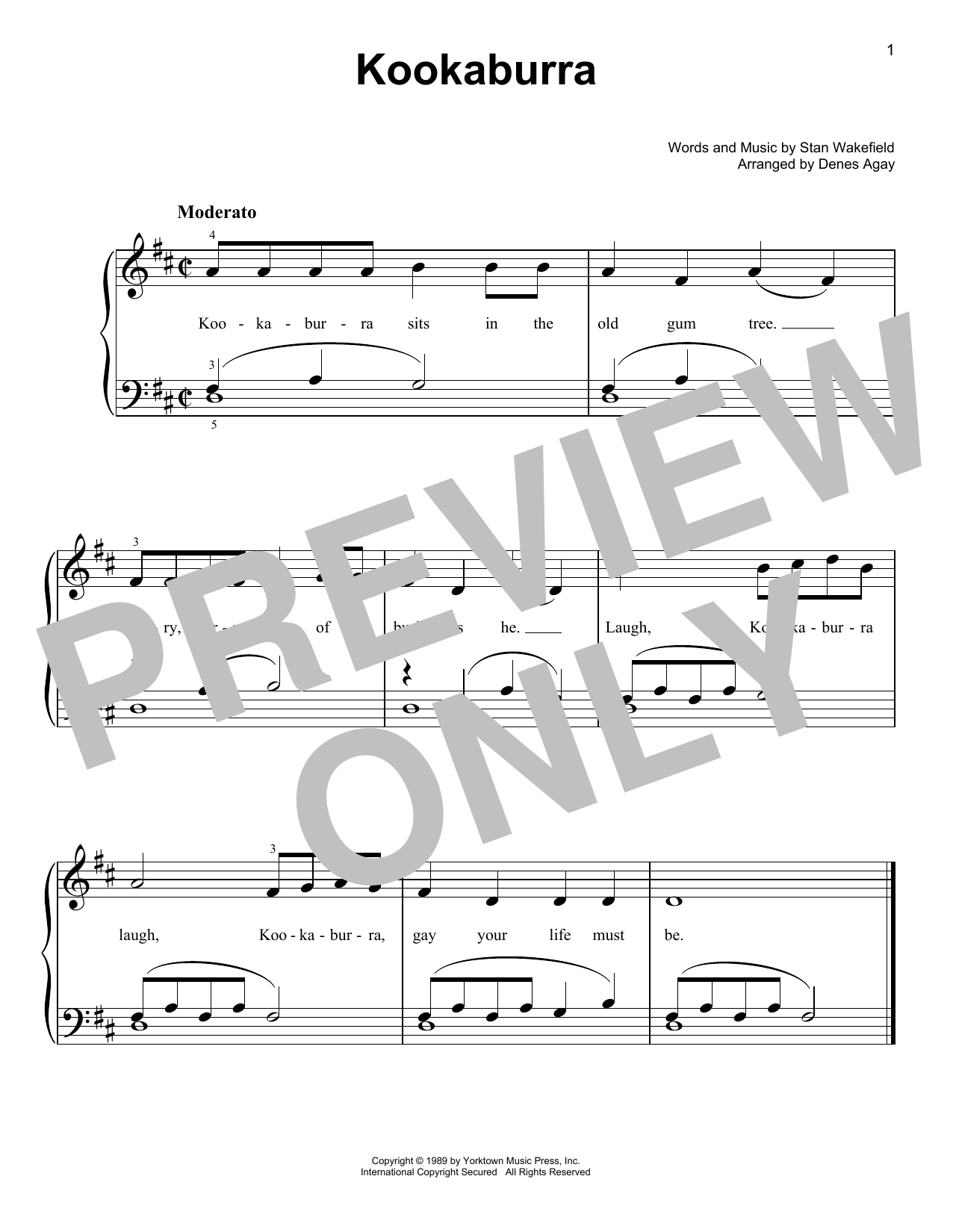 Download Stan Wakefield The Kookaburra Laughed (arr. Denes Agay) Sheet Music and learn how to play Easy Piano PDF digital score in minutes