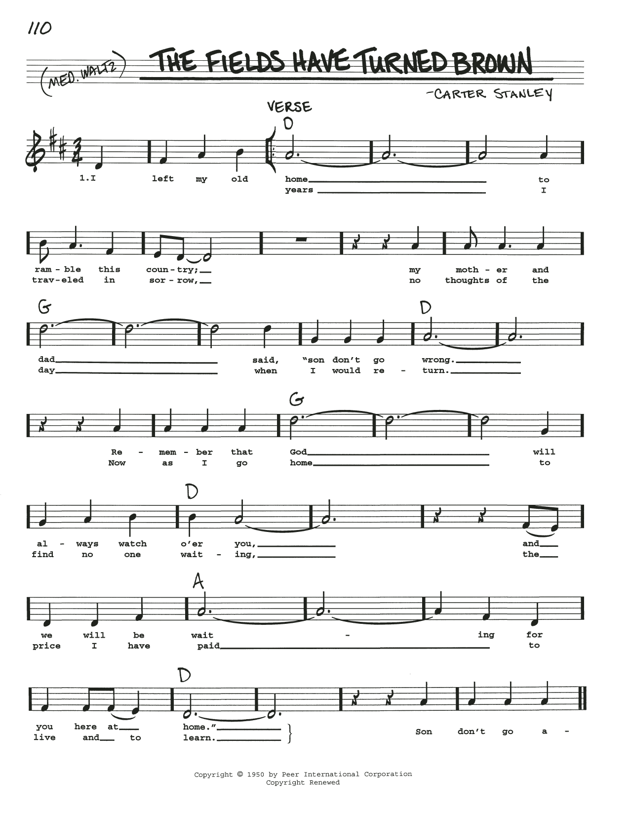 Download Stanley Carter The Fields Have Turned Brown Sheet Music and learn how to play Real Book – Melody, Lyrics & Chords PDF digital score in minutes