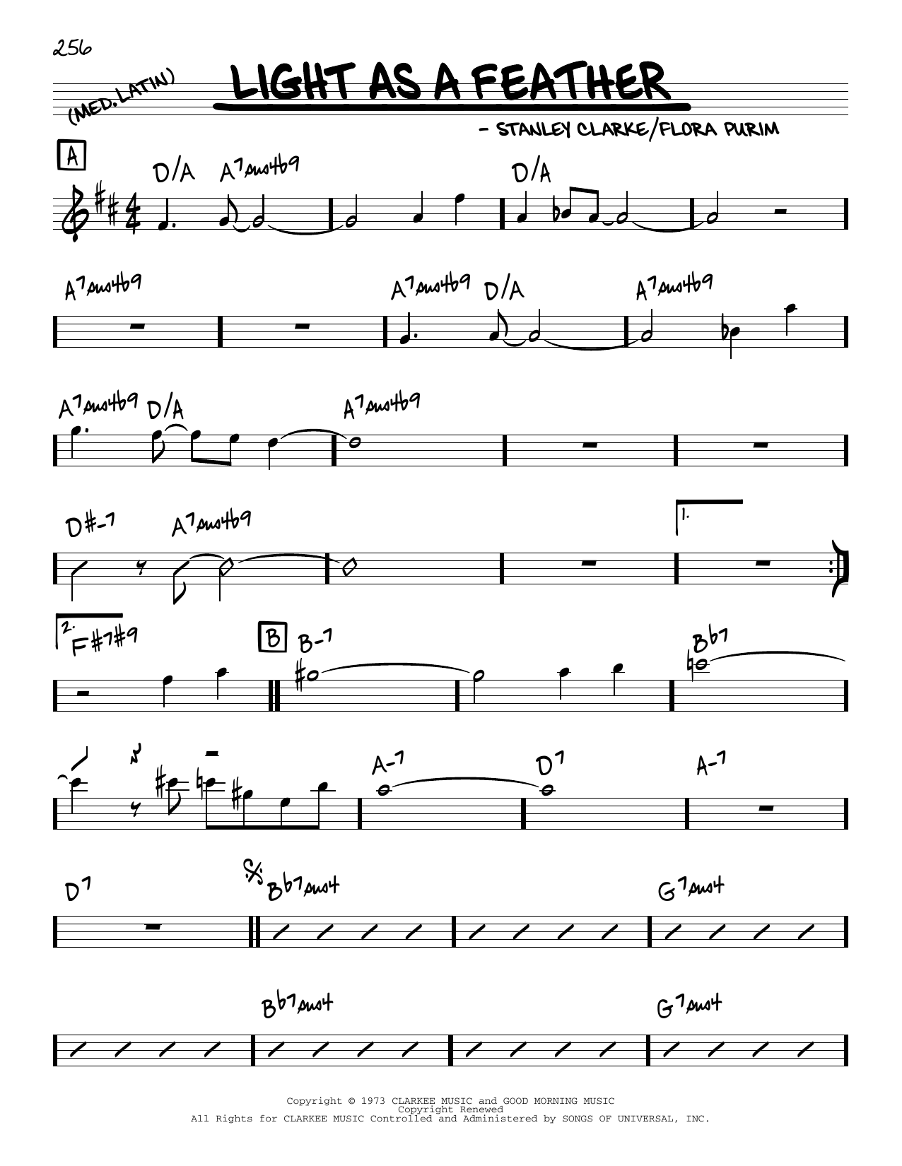 Download Stanley Clarke Light As A Feather Sheet Music and learn how to play Real Book – Melody & Chords PDF digital score in minutes