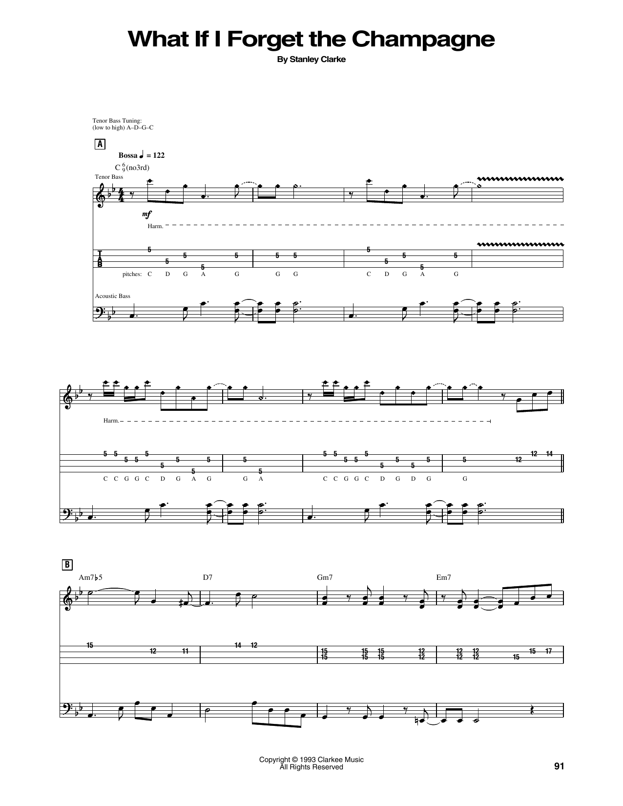 Download Stanley Clarke What If I Forget The Champagne Sheet Music and learn how to play Bass Guitar Tab PDF digital score in minutes