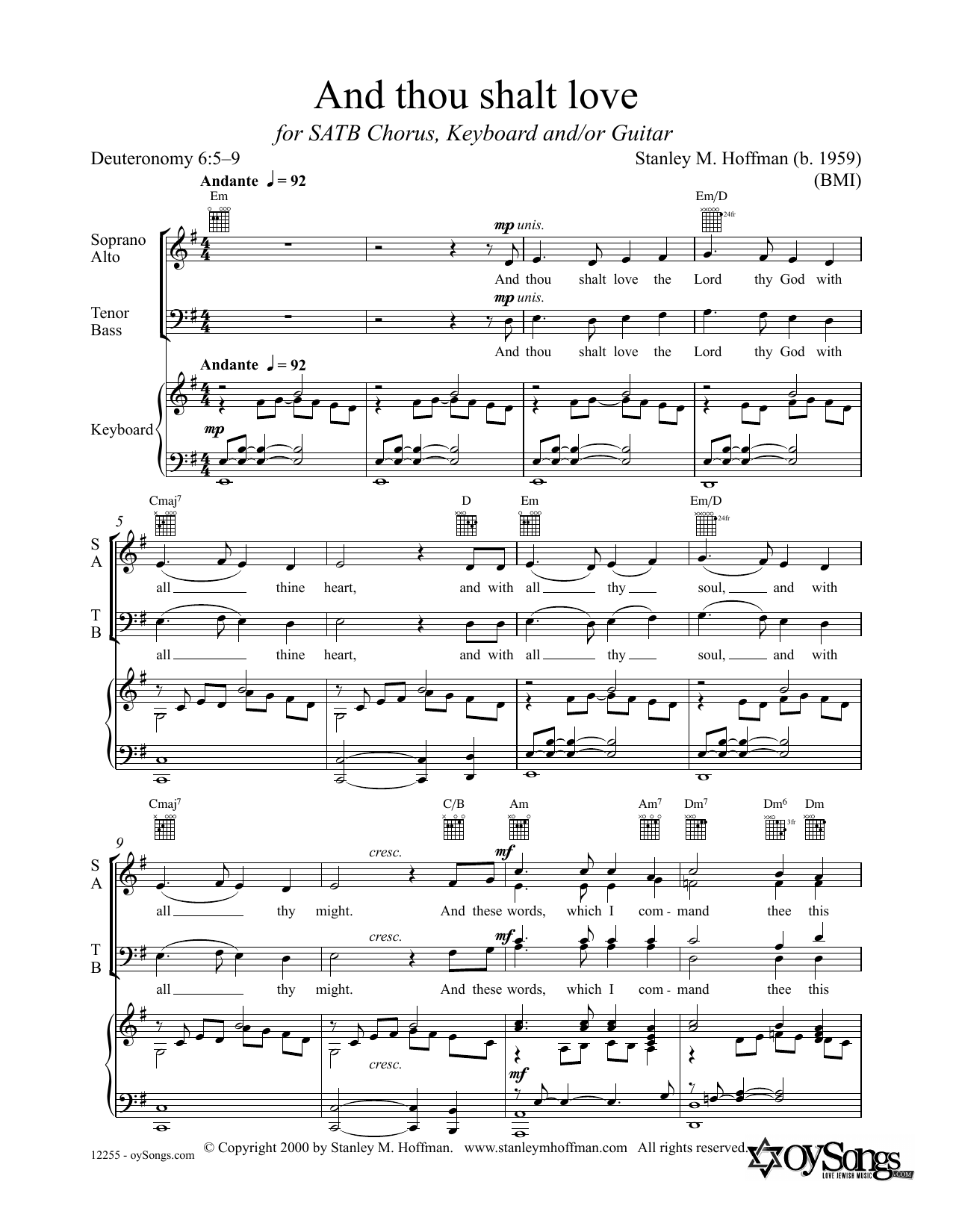 Download Stanley F. Hoffman And Thou Shalt Love Sheet Music and learn how to play SATB Choir PDF digital score in minutes