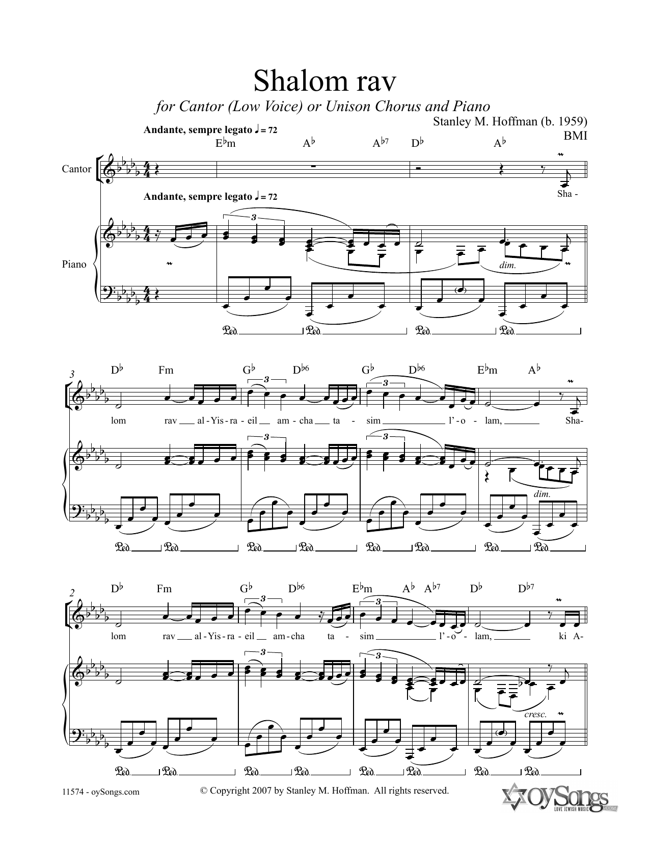 Download Stanley F. Hoffman Shalom Rav Sheet Music and learn how to play SATB Choir PDF digital score in minutes