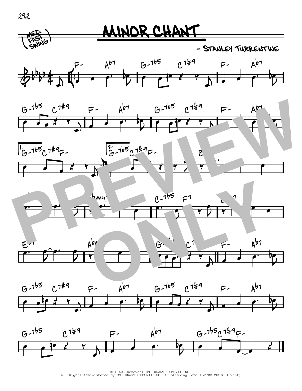 Download Stanley Turrentine Minor Chant Sheet Music and learn how to play Real Book – Melody & Chords PDF digital score in minutes