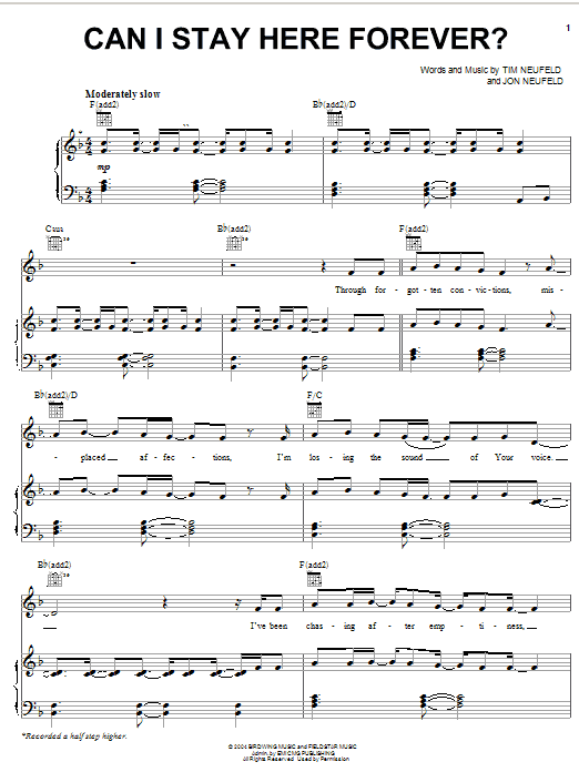 Download Starfield Can I Stay Here Forever? Sheet Music and learn how to play Piano, Vocal & Guitar (Right-Hand Melody) PDF digital score in minutes