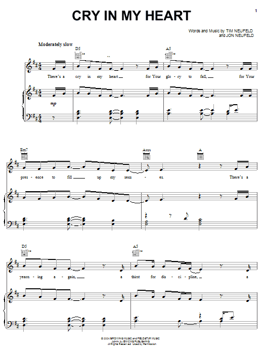 Download Starfield Cry In My Heart Sheet Music and learn how to play Piano, Vocal & Guitar (Right-Hand Melody) PDF digital score in minutes