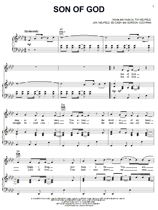 Download Starfield Son Of God Sheet Music and learn how to play Piano, Vocal & Guitar (Right-Hand Melody) PDF digital score in minutes