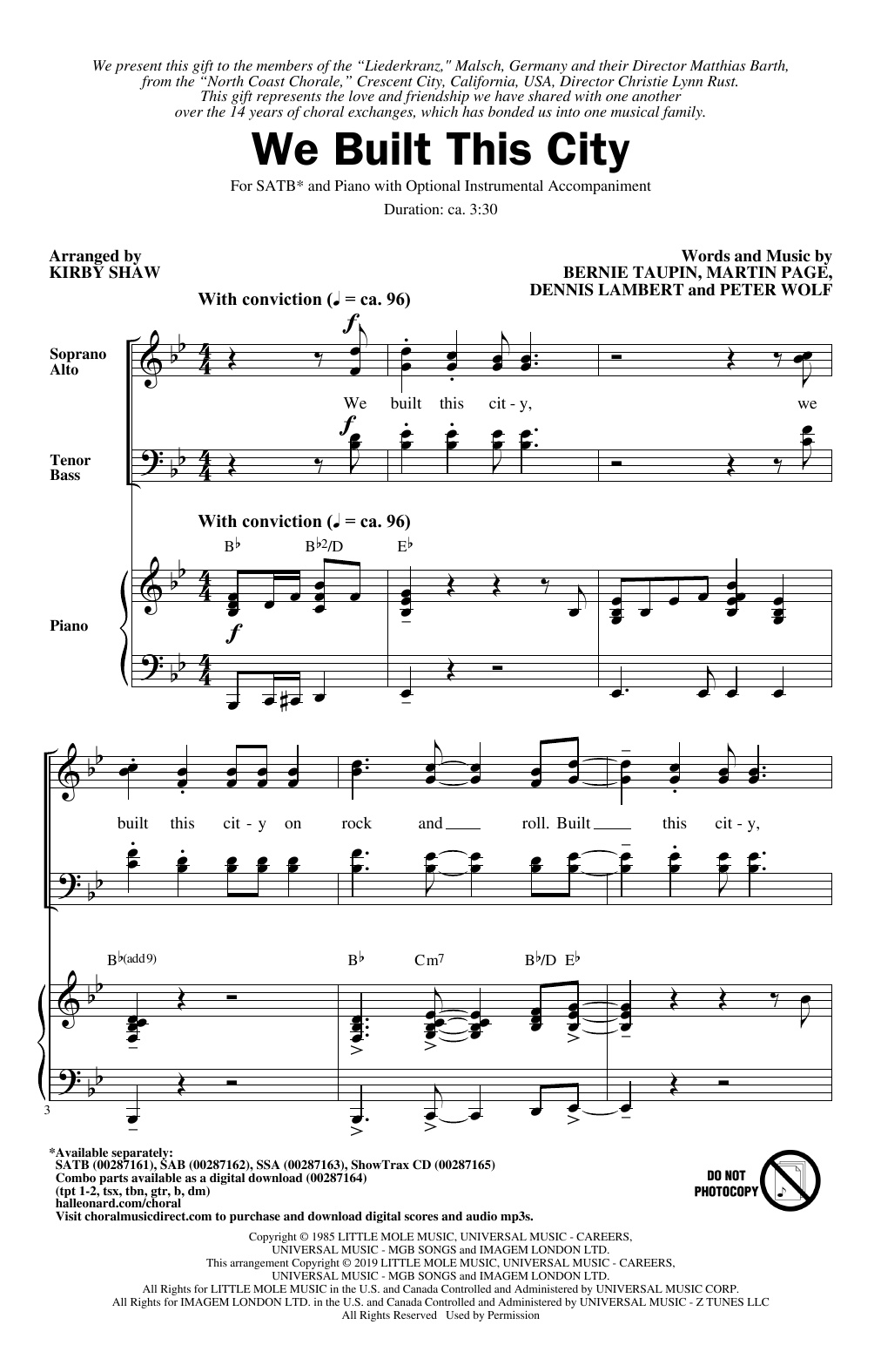 Download Starship We Built This City (arr. Kirby Shaw) Sheet Music and learn how to play SATB Choir PDF digital score in minutes