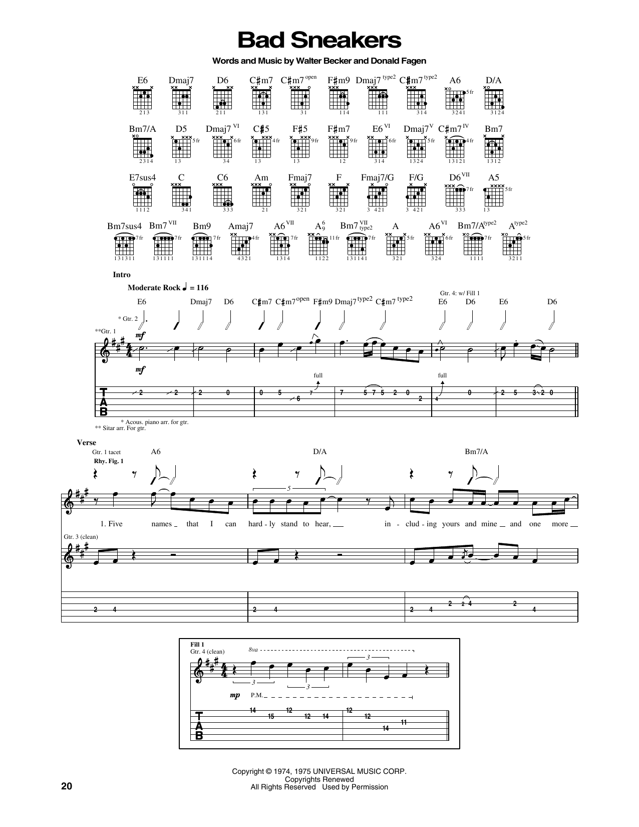 Download Steely Dan Bad Sneakers Sheet Music and learn how to play Guitar Tab PDF digital score in minutes
