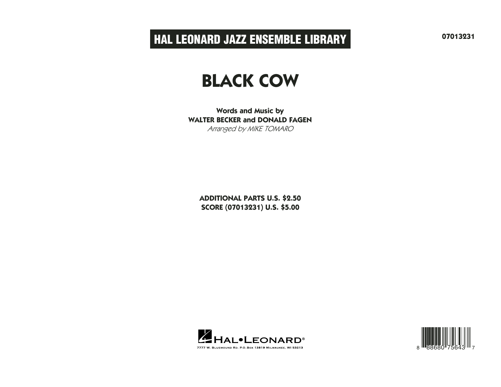 Download Steely Dan Black Cow (arr. Mike Tomaro) - Conductor Score (Full Score) Sheet Music and learn how to play Jazz Ensemble PDF digital score in minutes