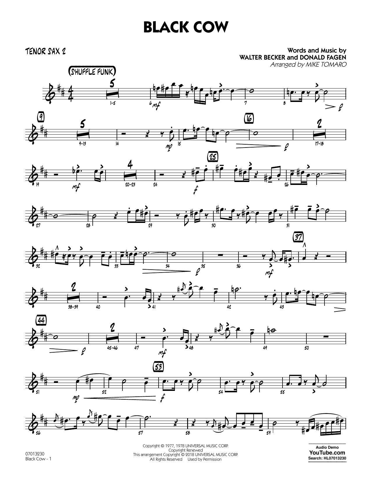 Download Steely Dan Black Cow (arr. Mike Tomaro) - Tenor Sax 2 Sheet Music and learn how to play Jazz Ensemble PDF digital score in minutes