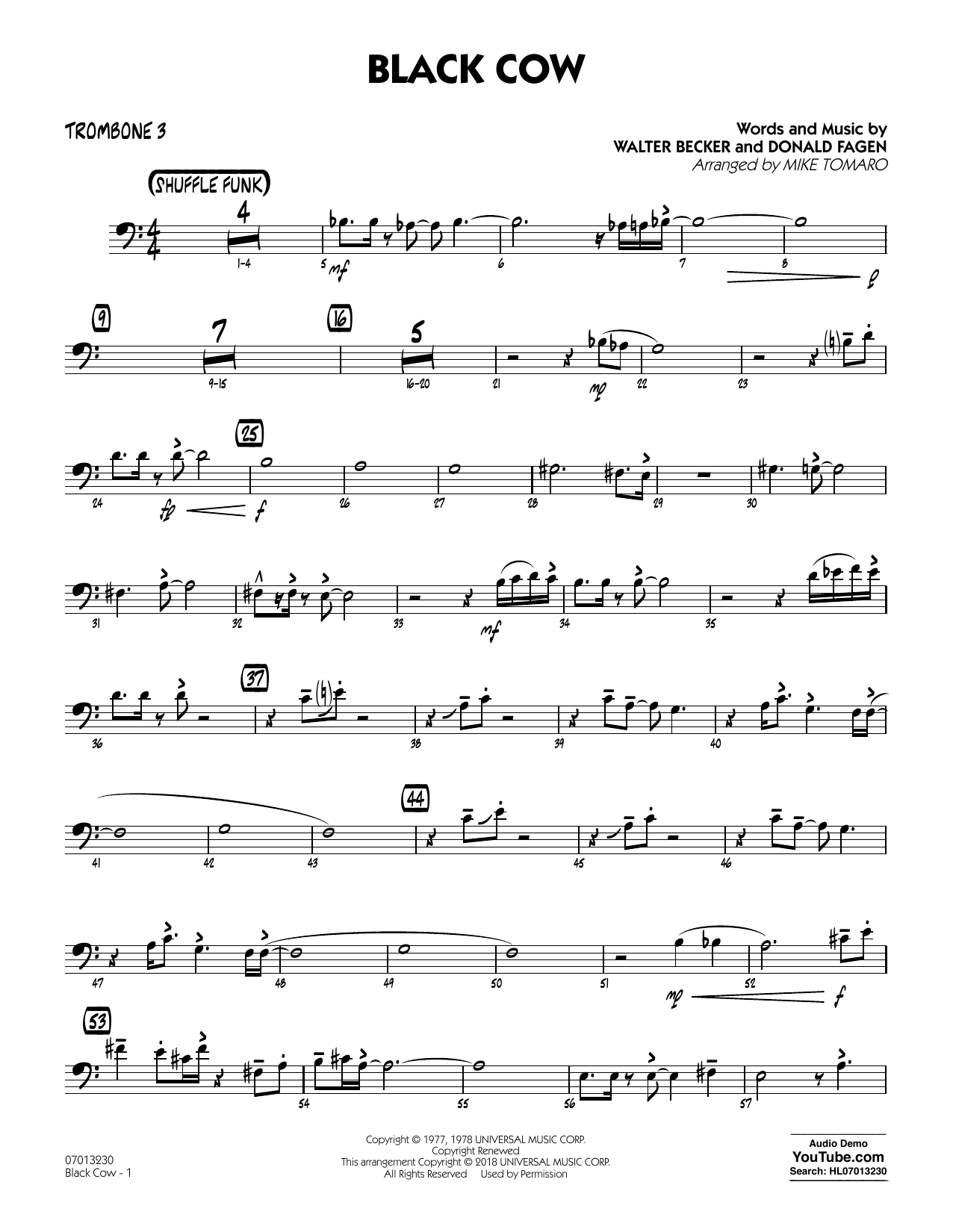 Download Steely Dan Black Cow (arr. Mike Tomaro) - Trombone 3 Sheet Music and learn how to play Jazz Ensemble PDF digital score in minutes