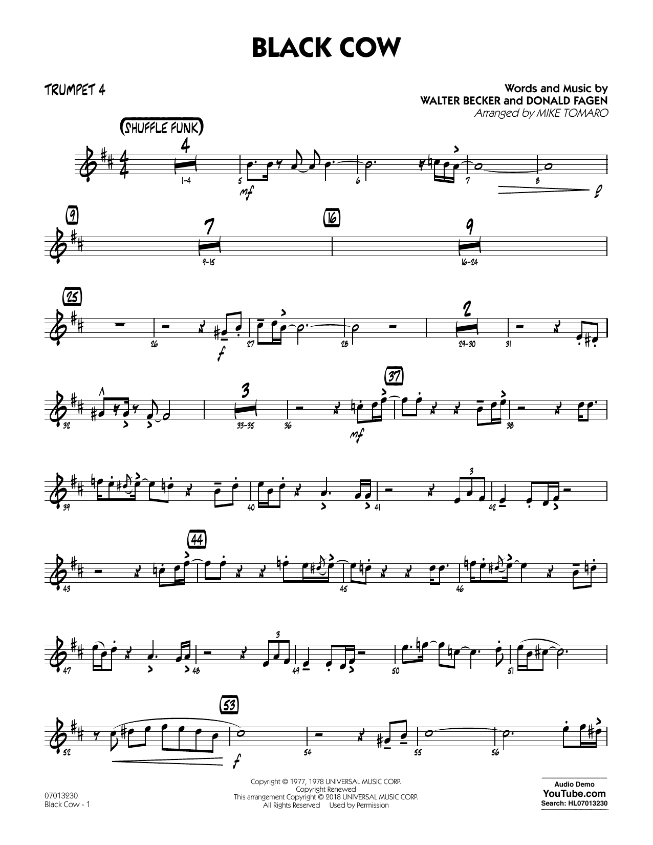 Download Steely Dan Black Cow (arr. Mike Tomaro) - Trumpet 4 Sheet Music and learn how to play Jazz Ensemble PDF digital score in minutes