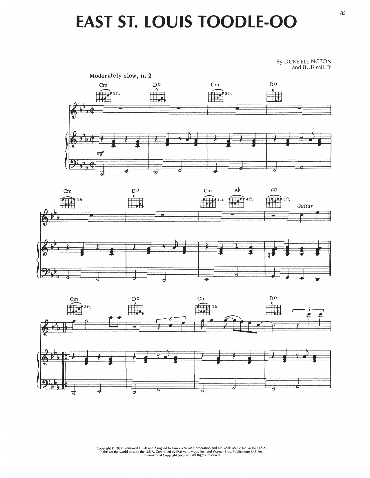Download Steely Dan East St. Louis Toodle-oo Sheet Music and learn how to play Piano, Vocal & Guitar Chords (Right-Hand Melody) PDF digital score in minutes