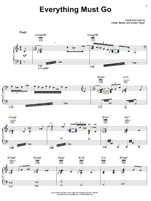 Download Steely Dan Everything Must Go Sheet Music and learn how to play Piano, Vocal & Guitar (Right-Hand Melody) PDF digital score in minutes