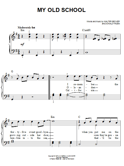 Download Steely Dan My Old School Sheet Music and learn how to play Drums Transcription PDF digital score in minutes