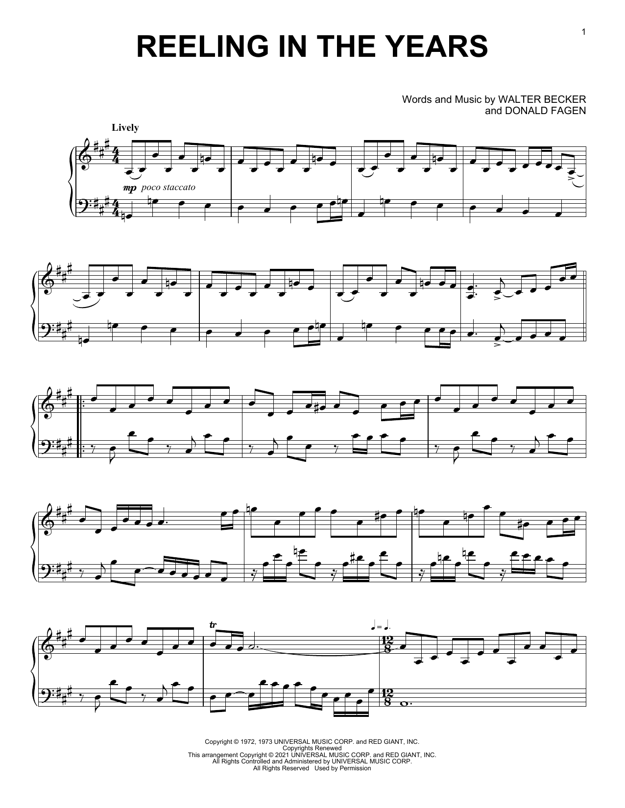 Download Steely Dan Reeling In The Years [Classical version] (arr. David Pearl) Sheet Music and learn how to play Piano Solo PDF digital score in minutes