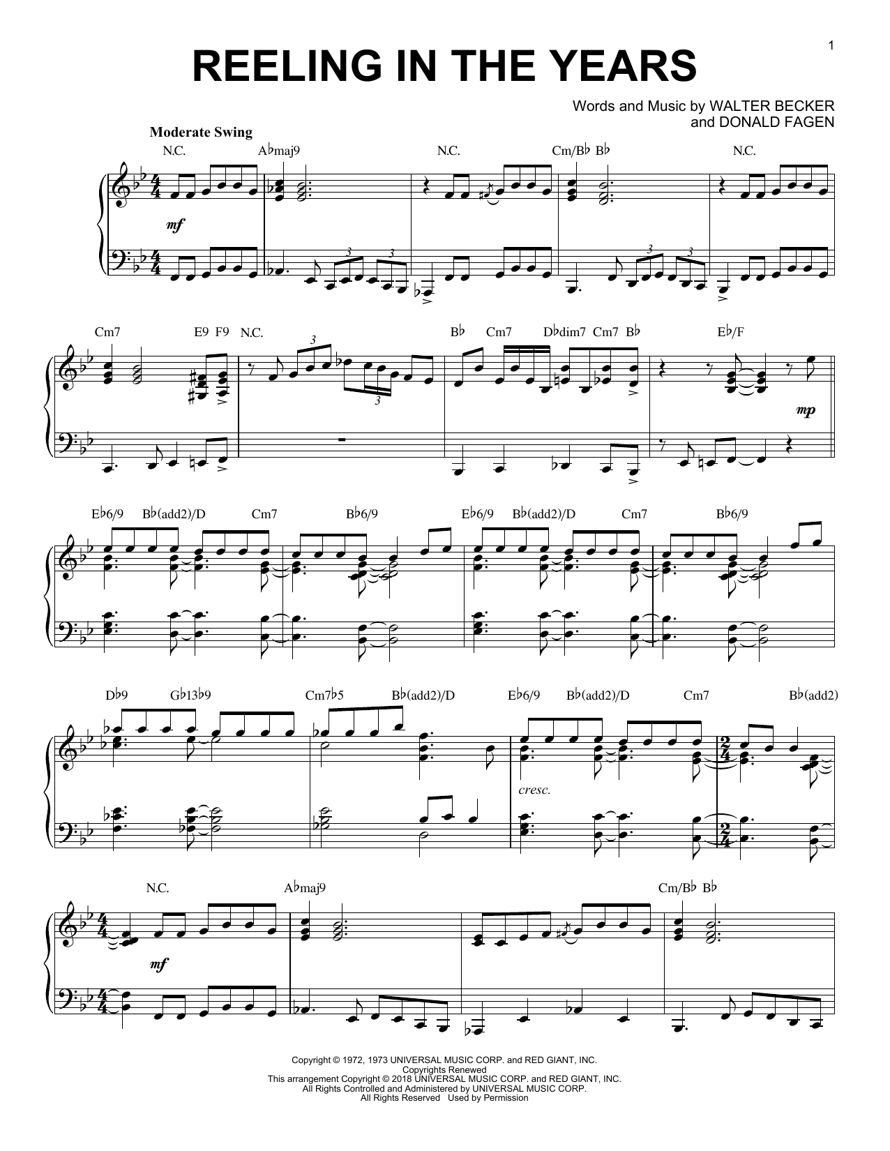 Download Steely Dan Reeling In The Years [Jazz version] Sheet Music and learn how to play Piano Solo PDF digital score in minutes