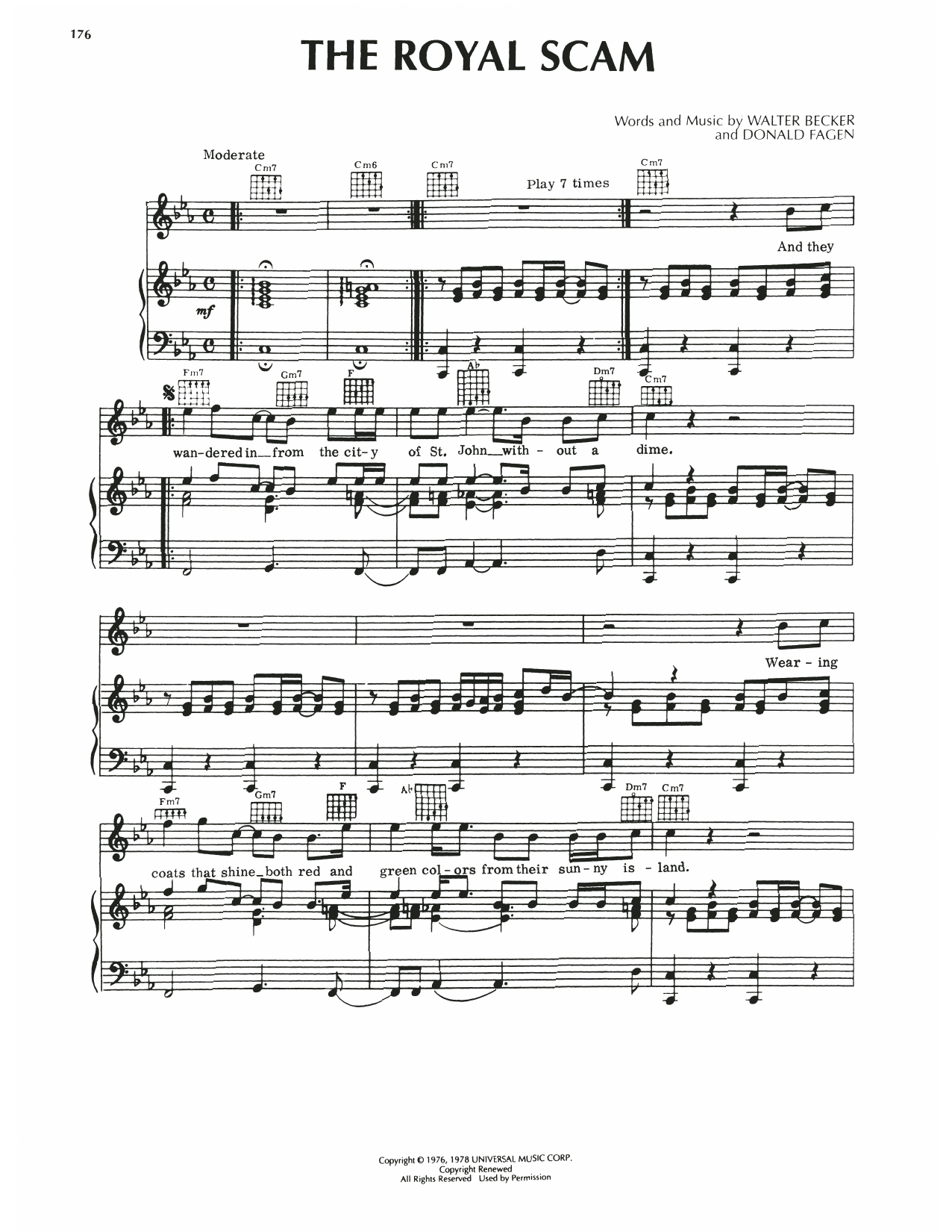 Download Steely Dan The Royal Scam Sheet Music and learn how to play Piano, Vocal & Guitar Chords (Right-Hand Melody) PDF digital score in minutes