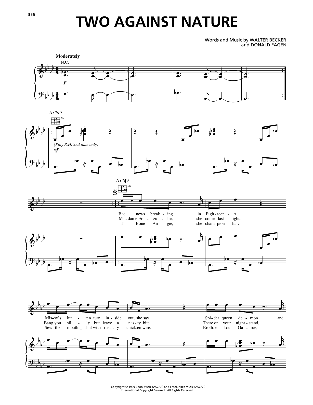 Download Steely Dan Two Against Nature Sheet Music and learn how to play Piano, Vocal & Guitar Chords (Right-Hand Melody) PDF digital score in minutes