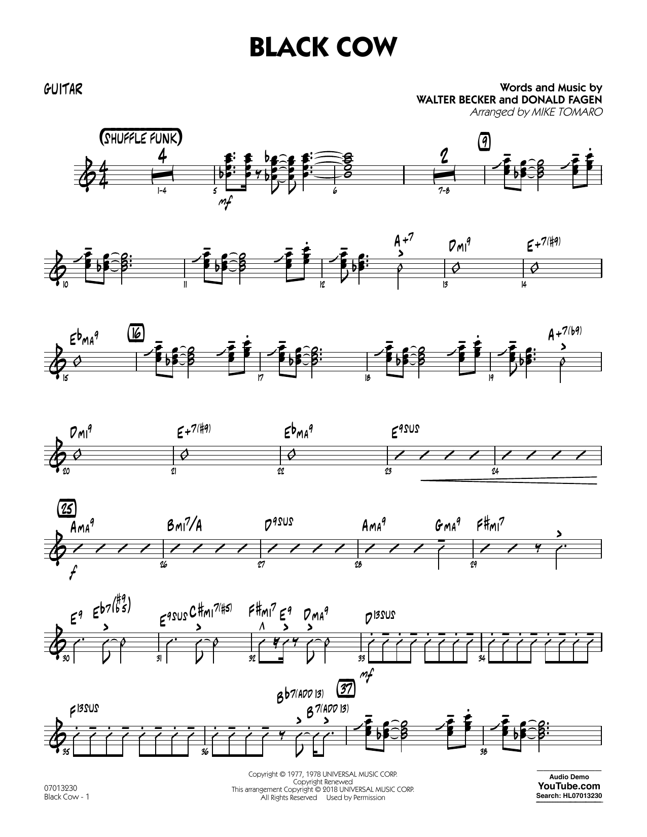 Steely Dan "Black Cow (arr. Mike Tomaro) - Guitar" Sheet Music Notes