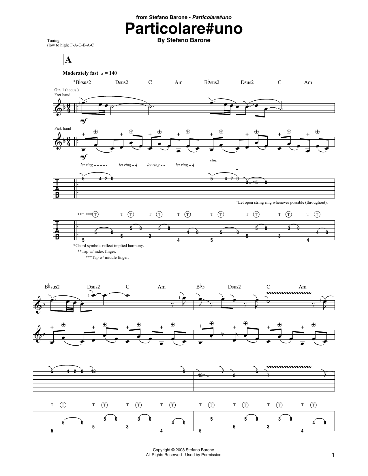 Download Stefano Barone Particolareuno Sheet Music and learn how to play Solo Guitar PDF digital score in minutes