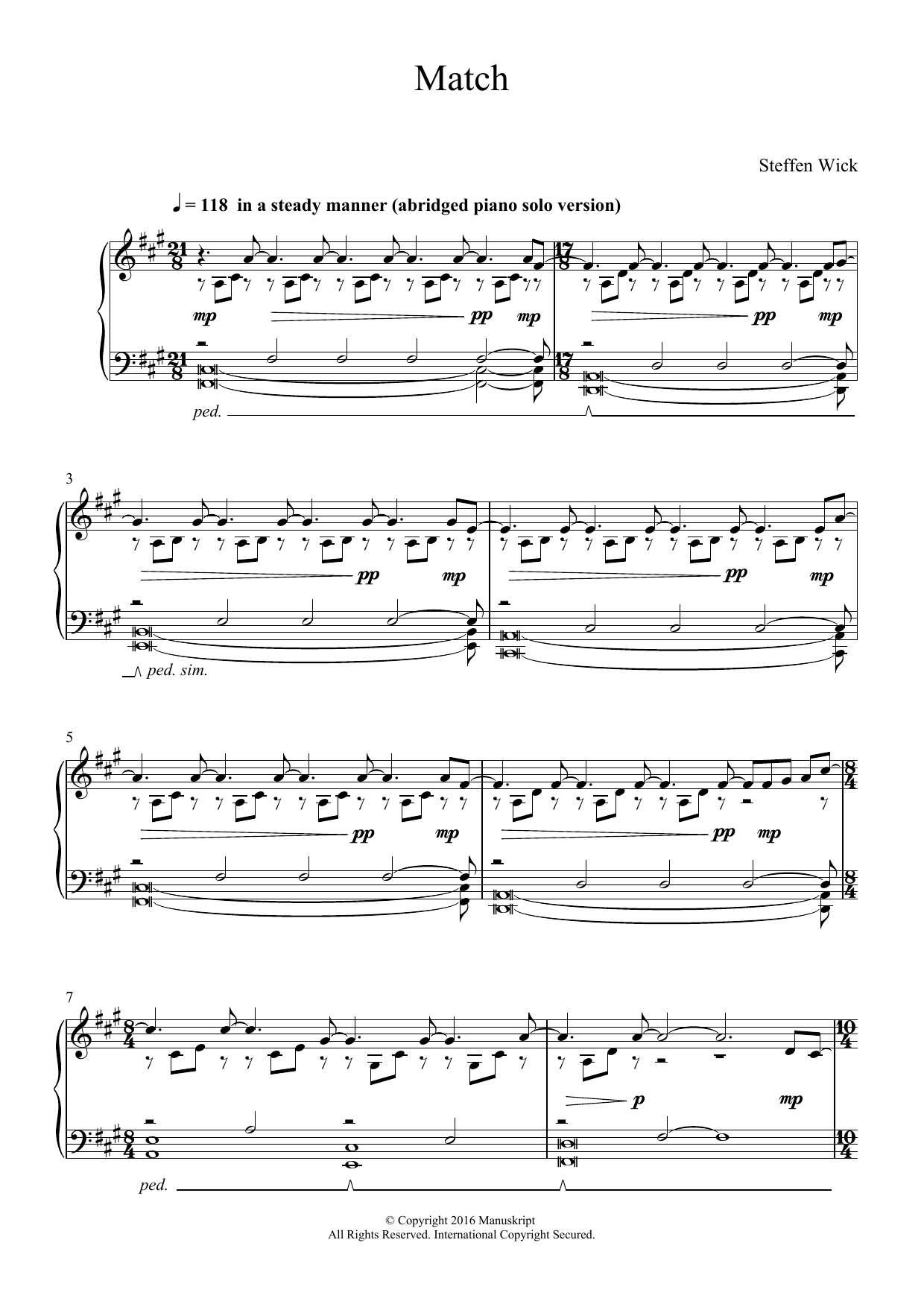 Download Steffen Wick Match Sheet Music and learn how to play Piano PDF digital score in minutes