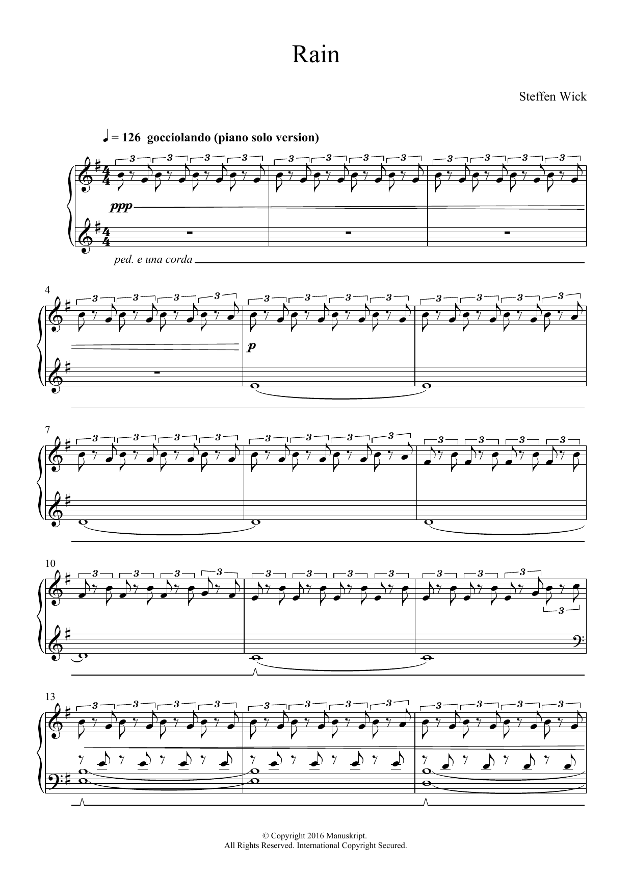 Download Steffen Wick Rain Sheet Music and learn how to play Piano PDF digital score in minutes