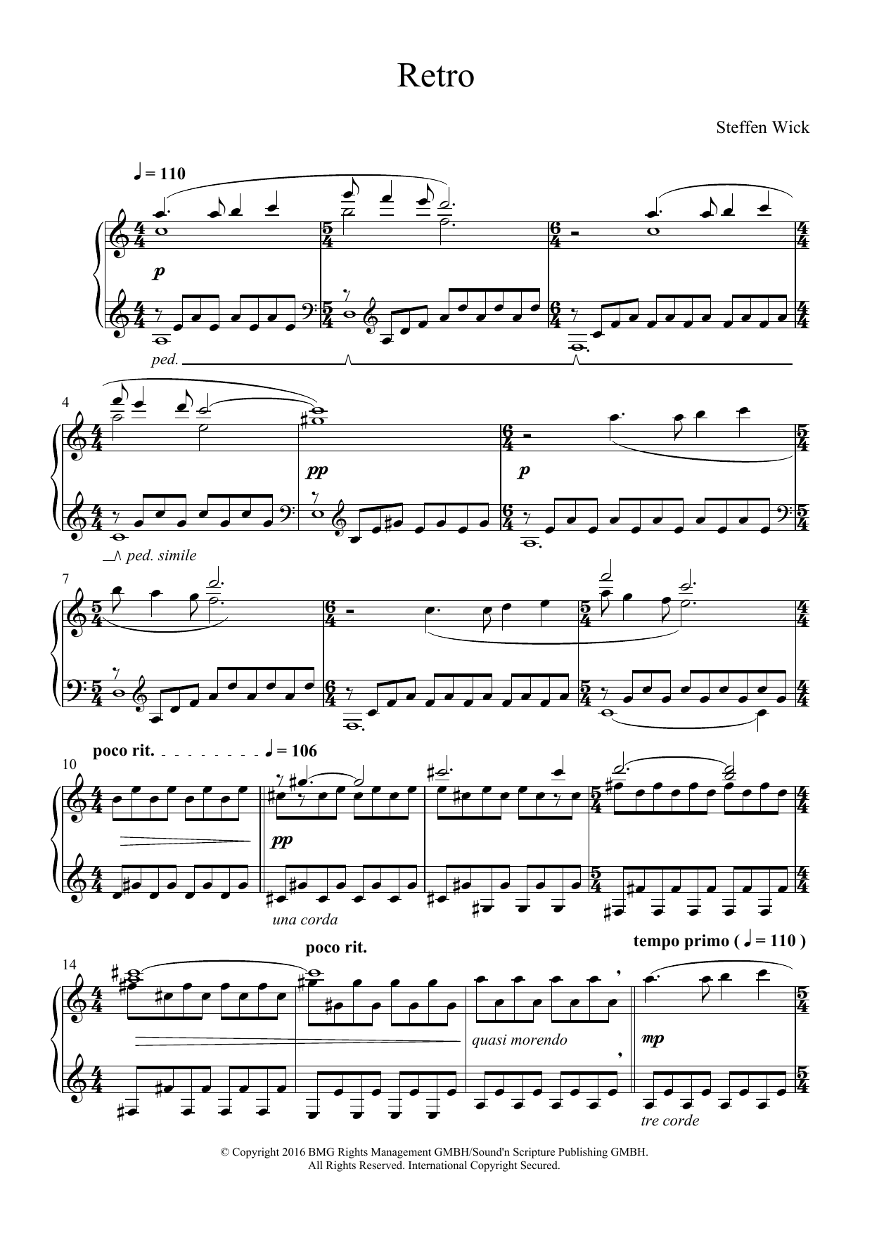 Download Steffen Wick Retro Sheet Music and learn how to play Piano PDF digital score in minutes