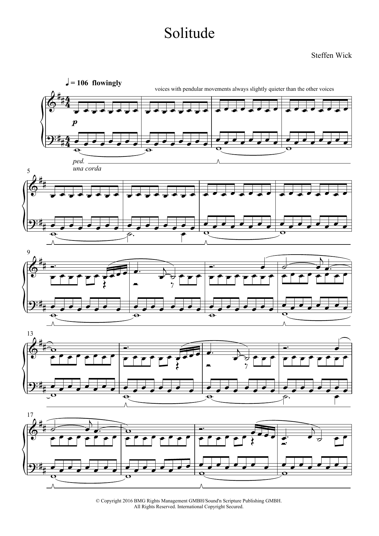 Download Steffen Wick Solitude Sheet Music and learn how to play Piano PDF digital score in minutes